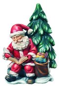 Santa Claus with book and tree 