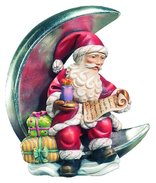 Santa Claus with moon and candle 