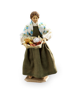 Donna con cesta di pane LE10901-471 (12 cm, colore)