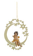 Cherub with trumpet on moon 