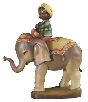 Elefant mit Reiter A71055 (7,5 cm, lasiert)
