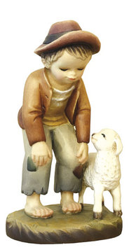 Hirte mit Schaf A71058 (7,5 cm, lasiert)