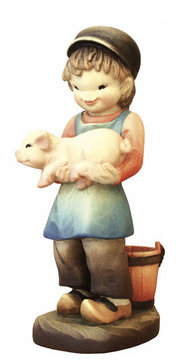 Hirte mit Schwein A71030 (7,5 cm, lasiert)