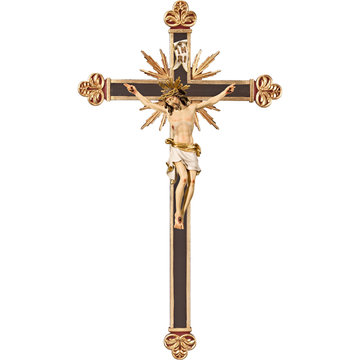 Cristo Pisa su croce barocca con raggi B6029ST (12 cm, colore)