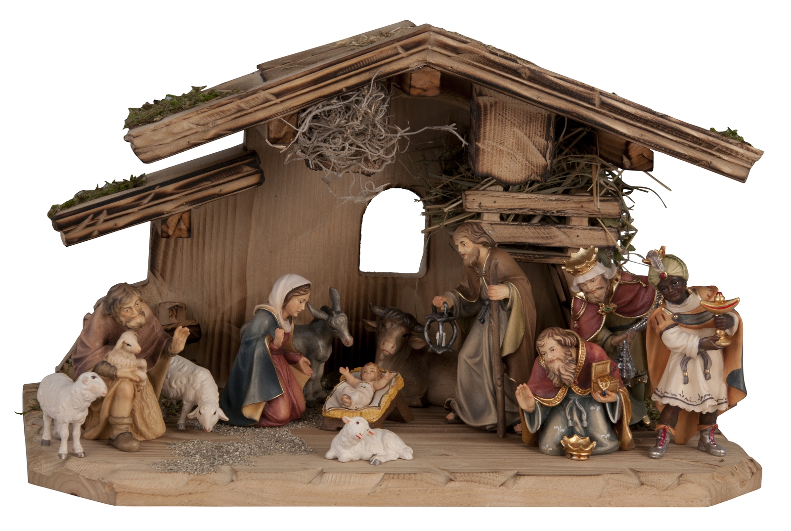 Stalla Tirolese con Presepe Betlemme 13 figure Orologi a cucu - presepi