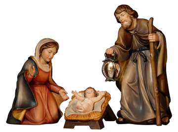 Hl.Familie mit Beleuchtung - Original Bethlehem SA2002 (8 cm, lasiert)
