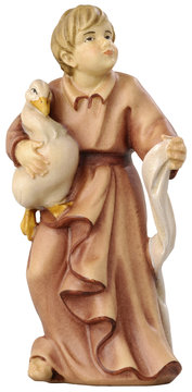 Junge mit Ente SA2244 (8 cm, lasiert)
