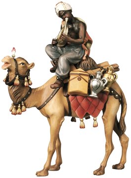 Kamel mit Gepäck und Reiter sitzend SA2272 (8 cm, lasiert)