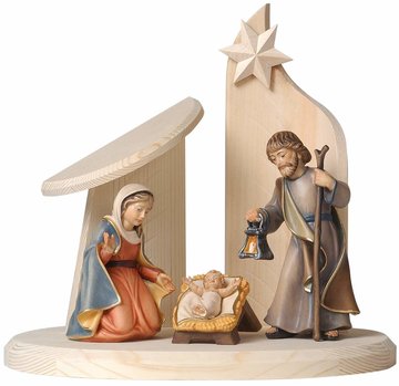 Stall modern mit Hl.Familie Bethlehem SA2711A (6 cm, lasiert)