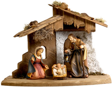 Stall mit Hl.Familie Bethlehem SA2780C (8 cm, lasiert)