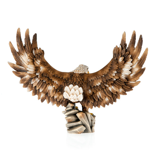 Eagle white head open wings - Woodcarvings Val Gardena