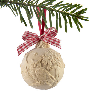 Christmas ornament in swiss pine with owl P9804Z (2,76", natural)