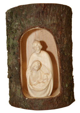 Krippenblock in Grotte P9402 (9 cm, lasiert)