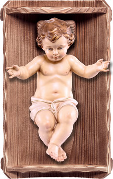 Gesù bambino con culla DE4863 (10 cm, colore)