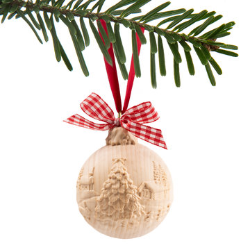 pallina di natale in cirmolo con albero natale P9809Z (7 cm, naturale)