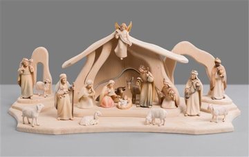 Licht Krippe SET 17 Figuren+Stall Licht EI0540SETF19 (8 cm, lasiert)