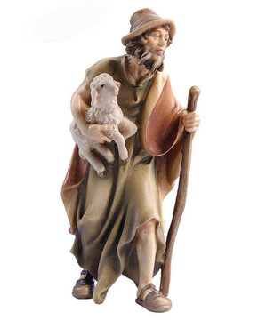 SI Hirt mit Stock und Lamm EI53027 (9 cm, lasiert)