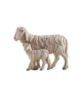 SI Schaf laufend mit Lamm EI053063 (9 cm, lasiert)
