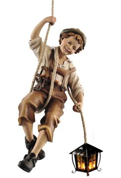Abseilender Junge mit Laterne EI4047L (30 cm, lasiert)