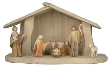 Crib stable family with 8 pcs.Aram nativity figures HA2611 (3,94", color)