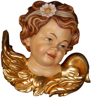 Angel head with margerita left K0143101 (2,36", color)
