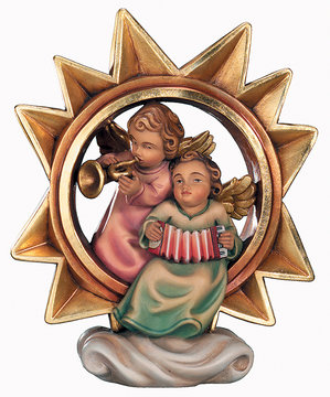 Stella con due angioletti suonantori K08101 (6 cm, colore)