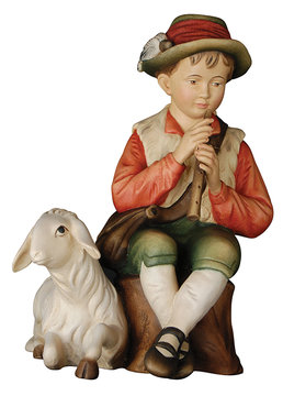Herdsman with flute and sheep K0155013 (3,54", color)