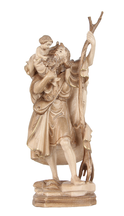 Hl. Christophorus, Heilige Männer, Holzschnitzerei aus Gröden, holz  skulpturen, 115 cm, Natur, holzschnitzerei kaufen