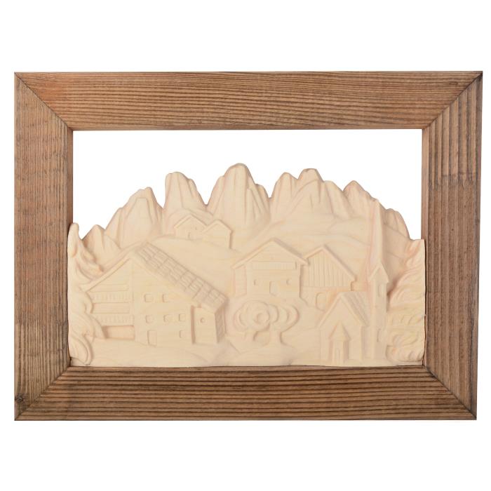 Stampa Su Legno Con Cornice | Fattoria Al Tramonto | 101x50 Cm | Quadro Paesaggio Rustico Per Soggiorno