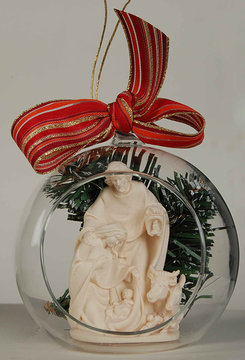 Blockkrippe 'Soplajes' in Glaskugel K01527G (9 cm, lasiert)