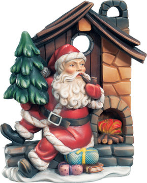Babbo natale con casetta K09005 (6 cm, colore)