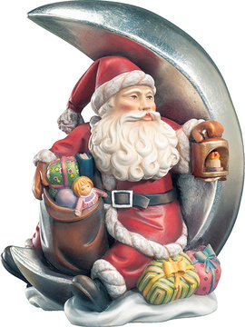 Babbo Natale con luna e lanterna K09007 (6 cm, colore)