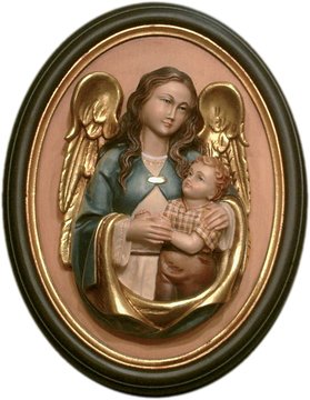 Sant'Angelo custode rilievo e cornice K00251r (11 cm, colore)
