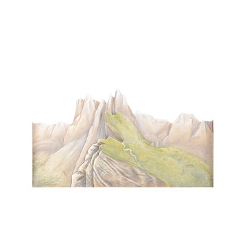 Rilievo Paesaggio Seceda senza cornice K01317 (22 cm, colore)