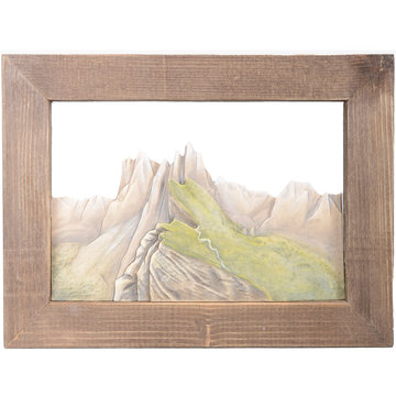 Sollievo Paesaggio Seceda con cornice K01317R (22 cm, colore)