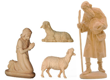 Due pastori con due pecore cirmolo K01600G3 (12 cm, naturale)