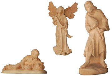 Angelo di gloria e due pastori K01600G4 (12 cm, naturale)