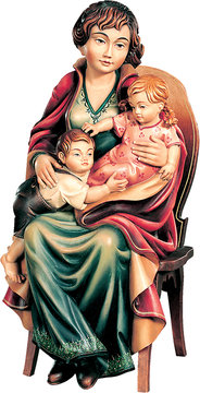 Mamma seduta con 2 bambini K01705 (12 cm, colore)