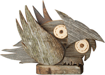 Owl of old wood left K01723 (6,69", natural)