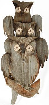 Owls of old wood hanging K01725 (25,59", natural)