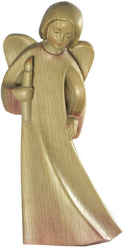 Mary's angel with candle - ash / chestnut wood LM406E 1 (5,12", color)