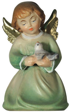 Kneeling angel with bird LM431 12 (1,77", color)