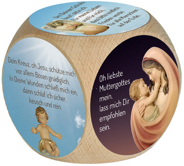 Gebetswürfel color Gute Nacht - Gebete LM853 (6 cm, lasiert)