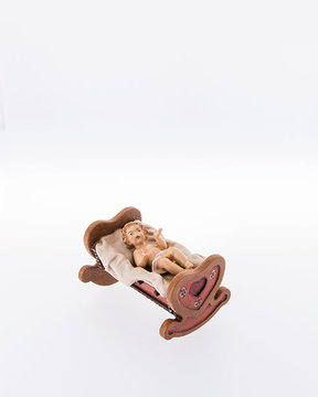 Jesukind mit Wiege 2 - teilig * LE10101-01A (12 cm, lasiert)