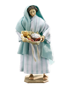 Donna con cesta di pane LE10903-471 (12 cm, colore)