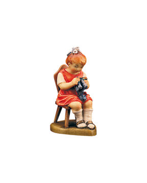 Maedchen mit Strickzeug LE10700-223 (12 cm, lasiert)