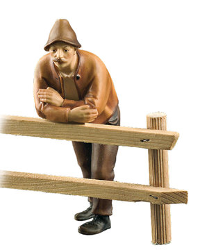 Mann am Fenster/Balkon oder Zaun LE10700-225 (16 cm, lasiert)