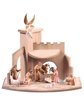 Set 12 - teilig + Stall LE10006-S11 (12 cm, 3f.gebeizt)