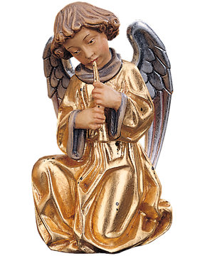 Engel mit Floete mit goldenem Kleid LE10104-AOR (9 cm, lasiert)