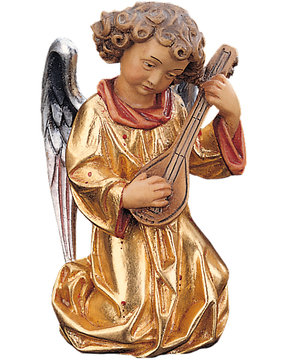 Engel mit Mandoline mit goldenem Kleid LE10104OR (9 cm, lasiert)
